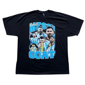 Lionel Messi GOAT Graphic T-Shirt Black soccer football rap tee style Barcelona